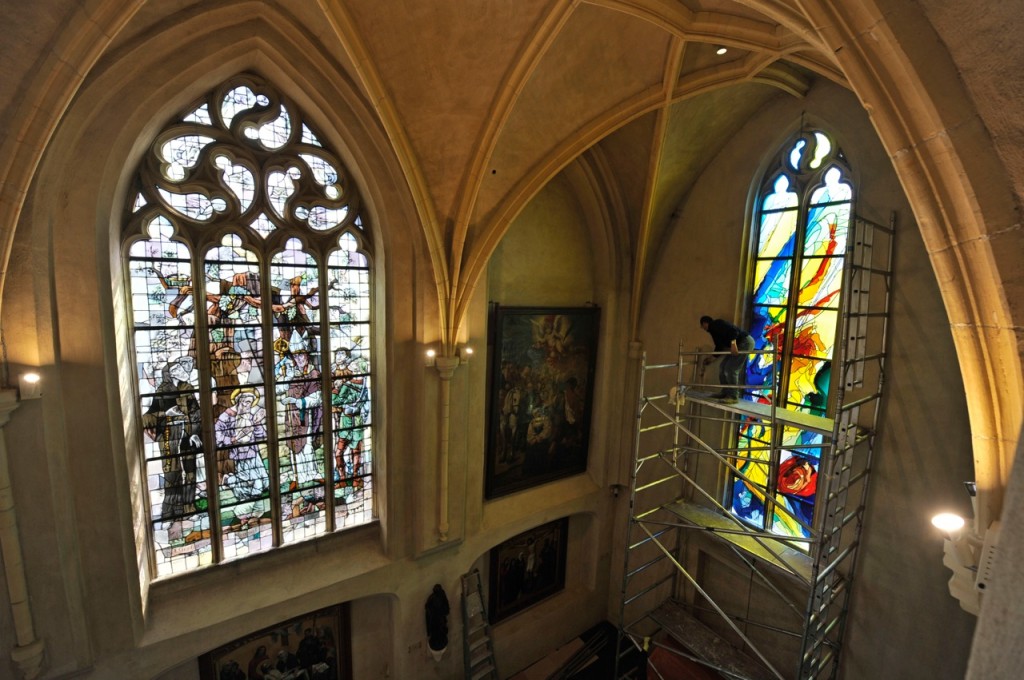 Het Thomas More-raam in de doopkapel van de Christoffelkathedraal. 2011