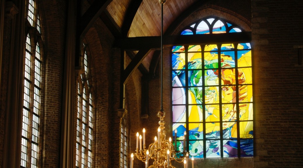 Het Jaïrusraam van Annemiek Punt in de Nieuwe Kerk Delft | Atelier Galerie Annemiek Punt Ootmarsum, Glaskunst en Schilderkunst