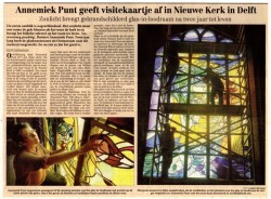 'Annemiek Punt geeft visitekaartje af in Nieuwe Kerk in Delft' | Atelier Galerie Annemiek Punt Ootmarsum Glas & Schilder Kunst