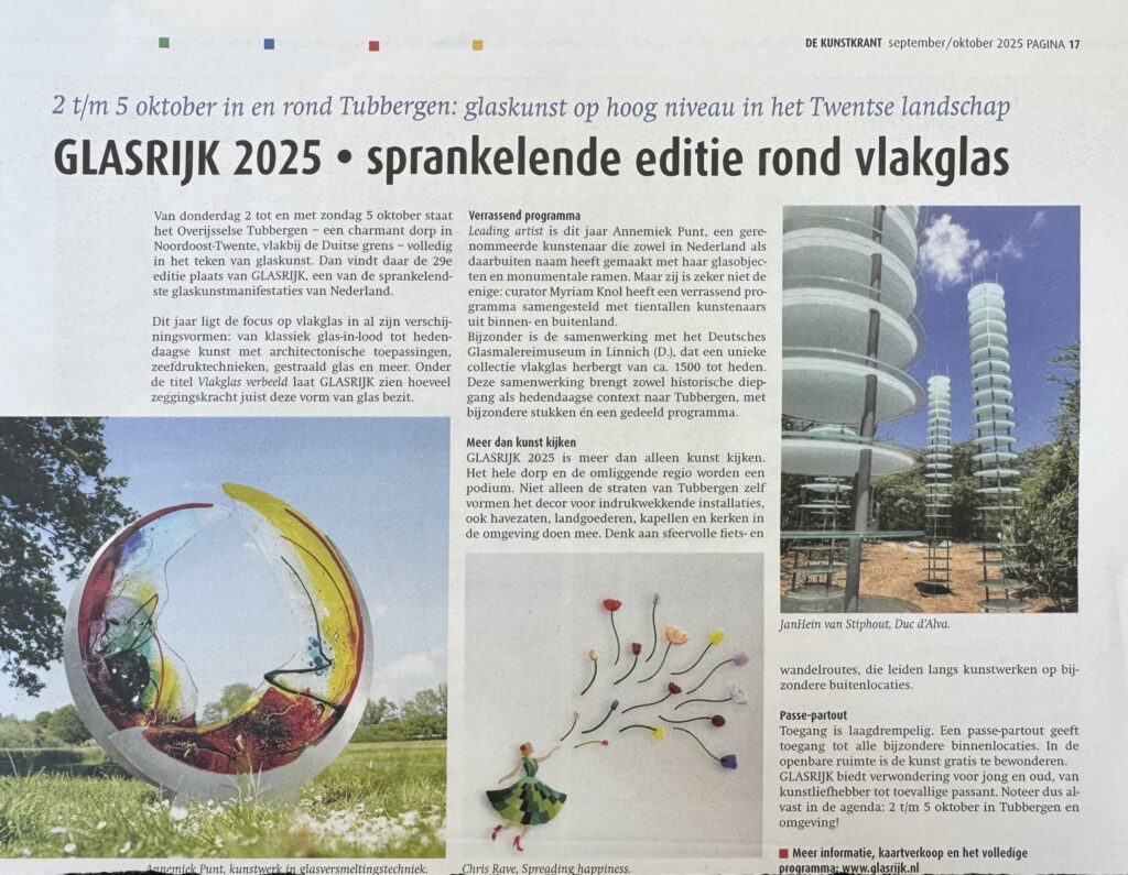 Kunstkrant 2025 - Glaskunst en schilderkunst van Annemiek Punt